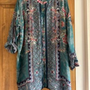 Johnny Was Print Silk Blouse Sm